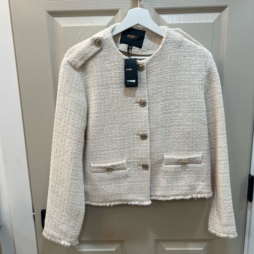 Maje Ivory Textured Blazer
